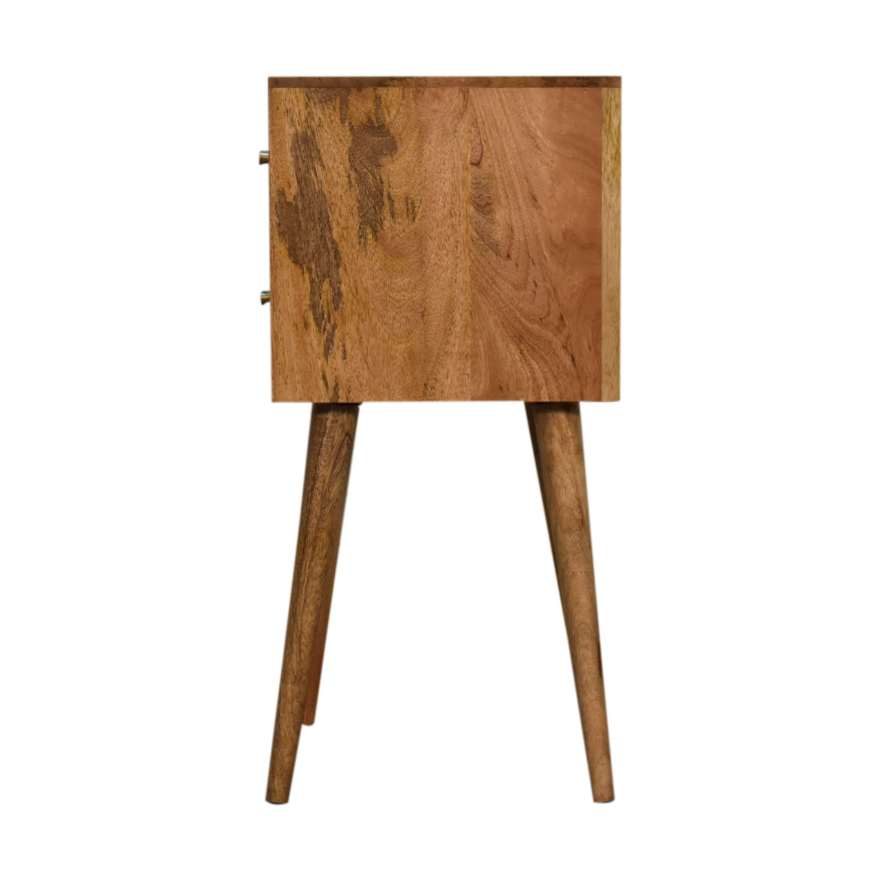 Solid Wood Cube Carved 2 Drawer Bedside - Modern Nordic Design in Oak