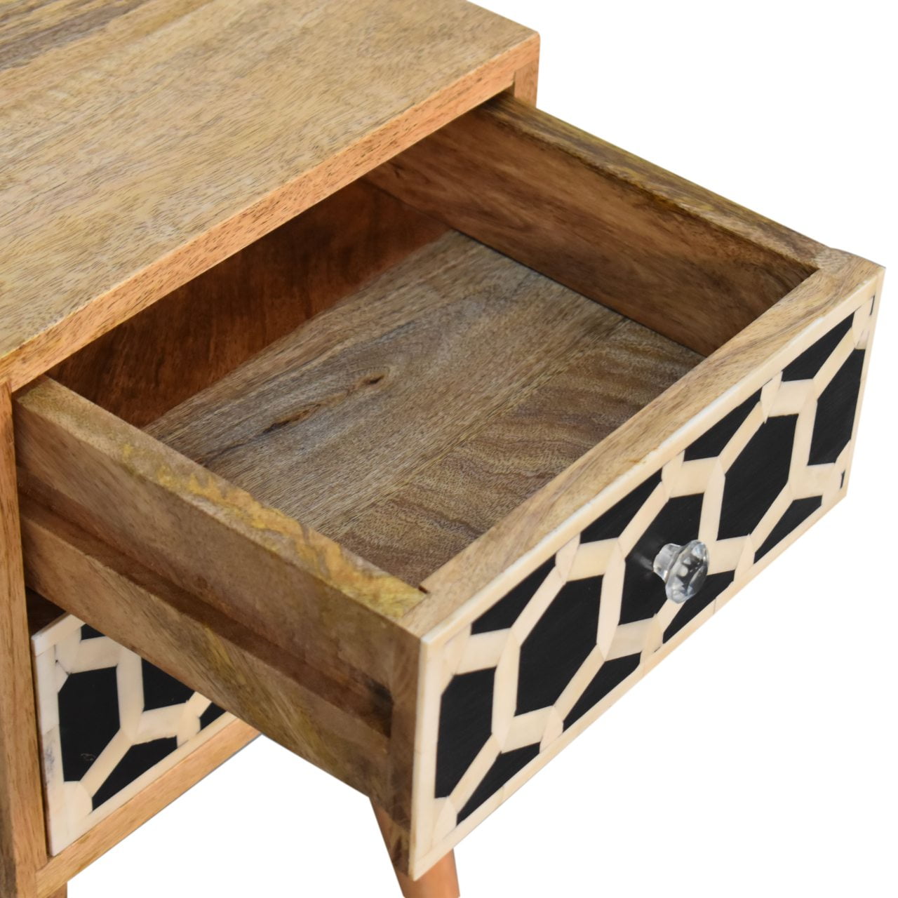 Mini Bone Inlay 2 Drawer Bedside - Handmade Solid Wood Nightstand