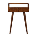 Handcrafted Solid Wood Console Table – 2 Drawers, Open Shelf, Chestnut Finish