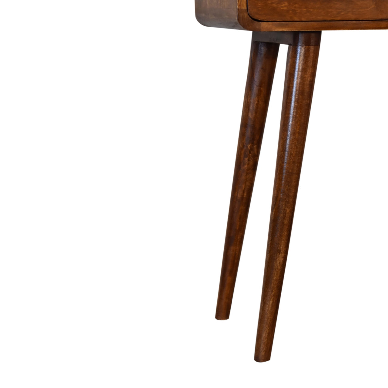 Handcrafted Solid Wood Console Table – 2 Drawers, Open Shelf, Chestnut Finish