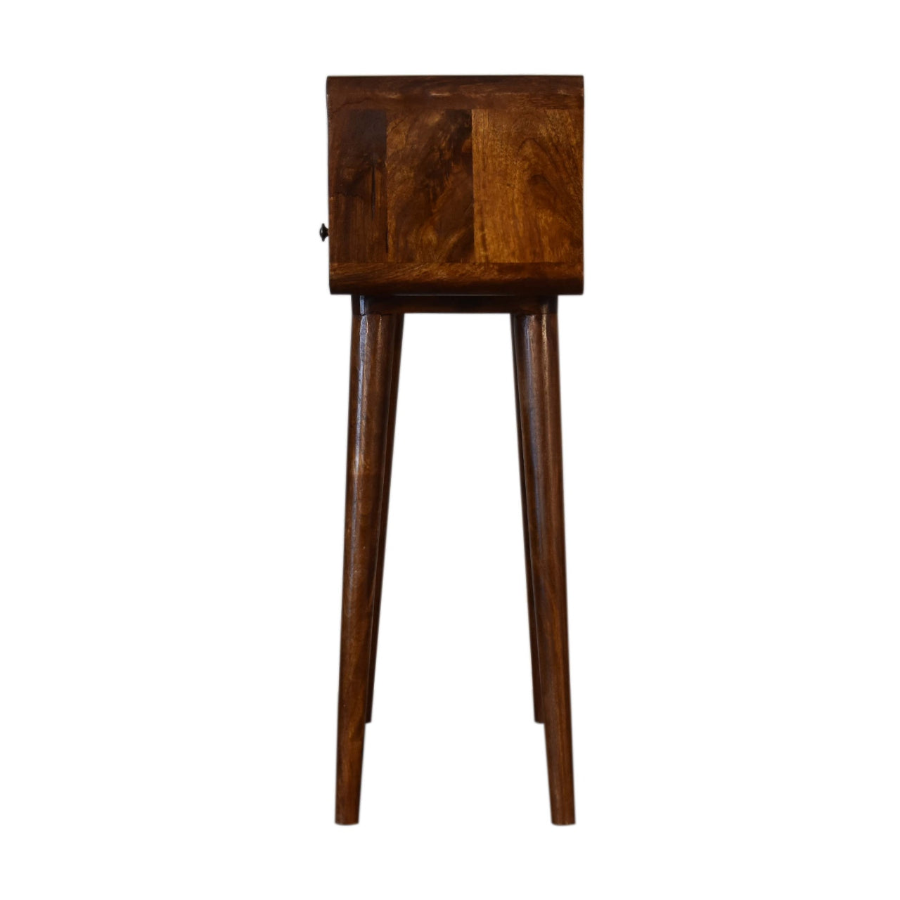 Handcrafted Solid Wood Console Table – 2 Drawers, Open Shelf, Chestnut Finish