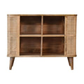 Handmade Wood Rattan Larissa Open Cabinet with Shelf