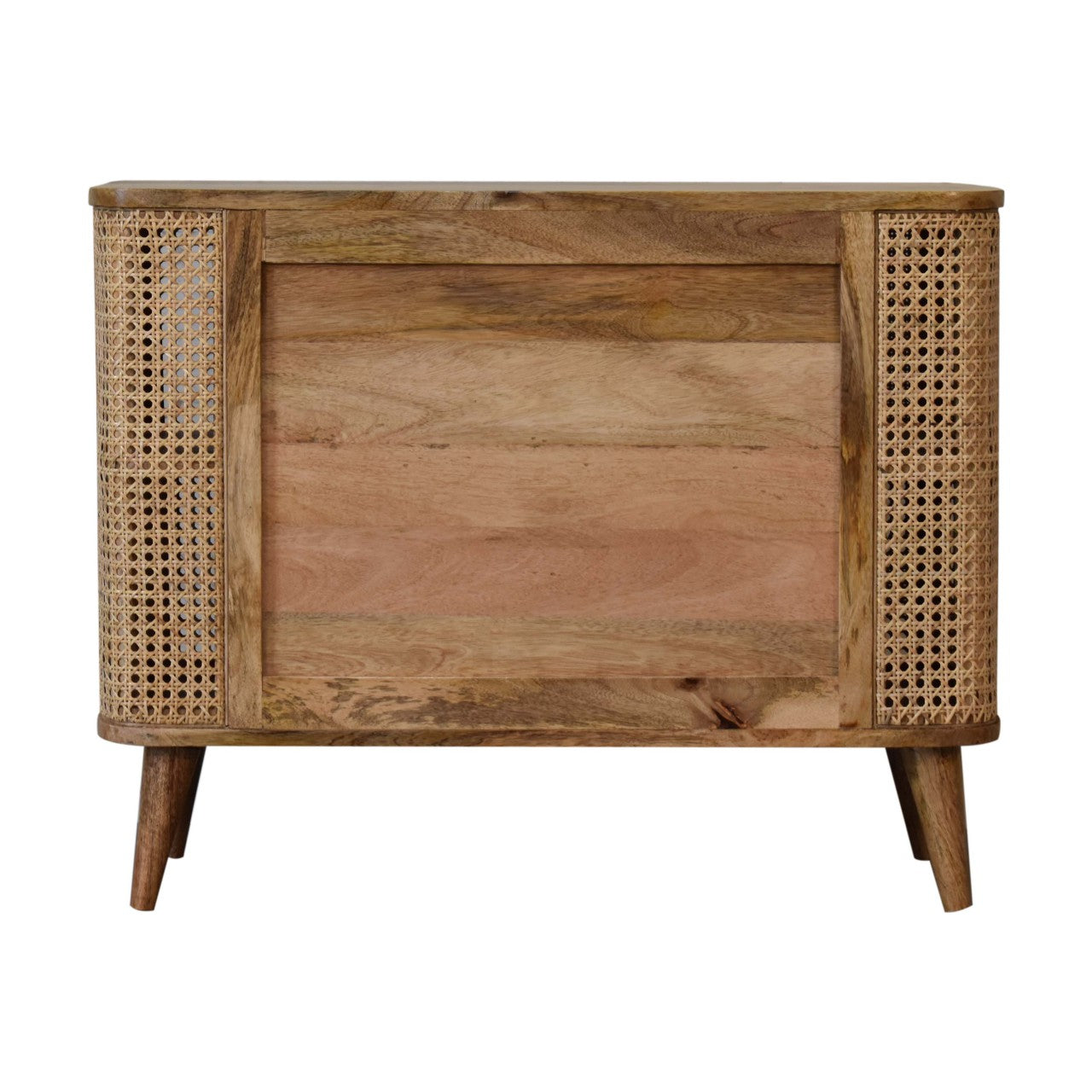 Handmade Wood Rattan Larissa Open Cabinet with Shelf