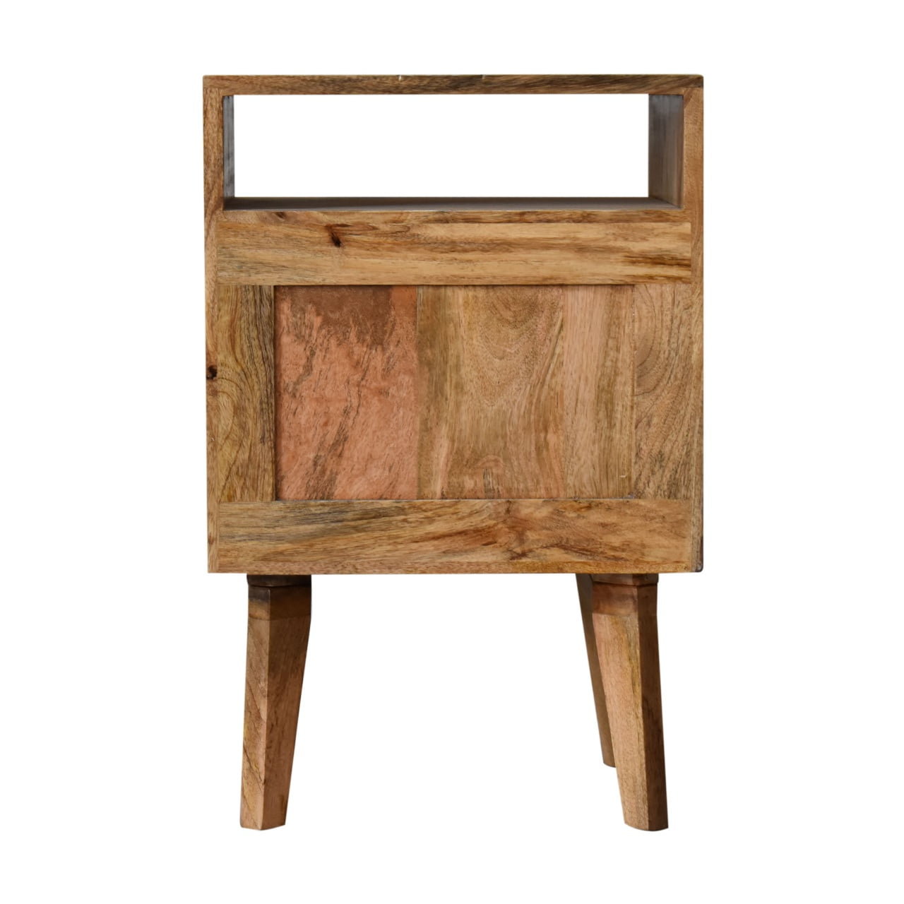 Handcrafted Rattan & Solid Wood Bedside with Storage and Shelf