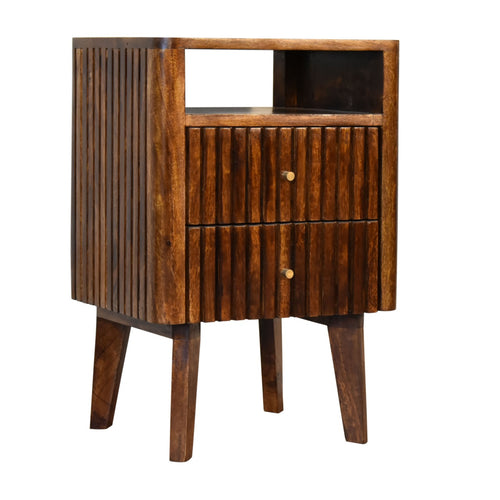 2 Drawer and Shelf Handmade Solid Wood Bedside Reeve Collection