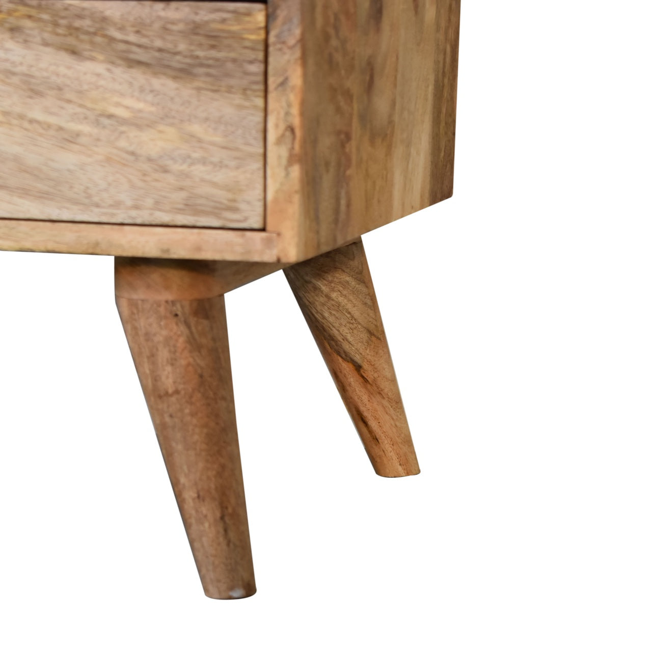 Nordic Solid Wood Bedside Table – 2 Drawers & Open Shelf Design