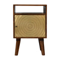 Handmade Solid Wood Bedside with Gold Door with Storage and Open Shelf