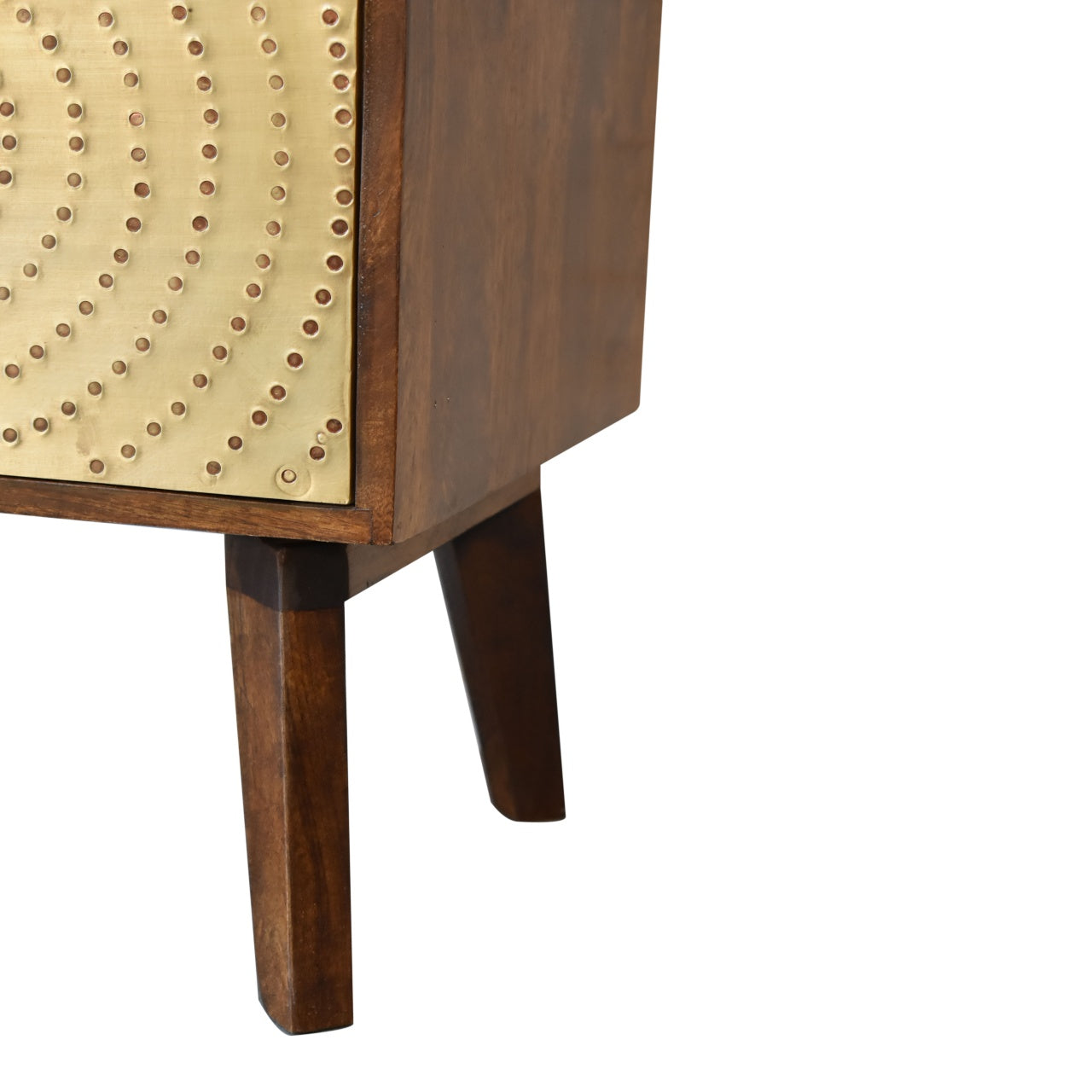 Handmade Solid Wood Bedside with Gold Door with Storage and Open Shelf