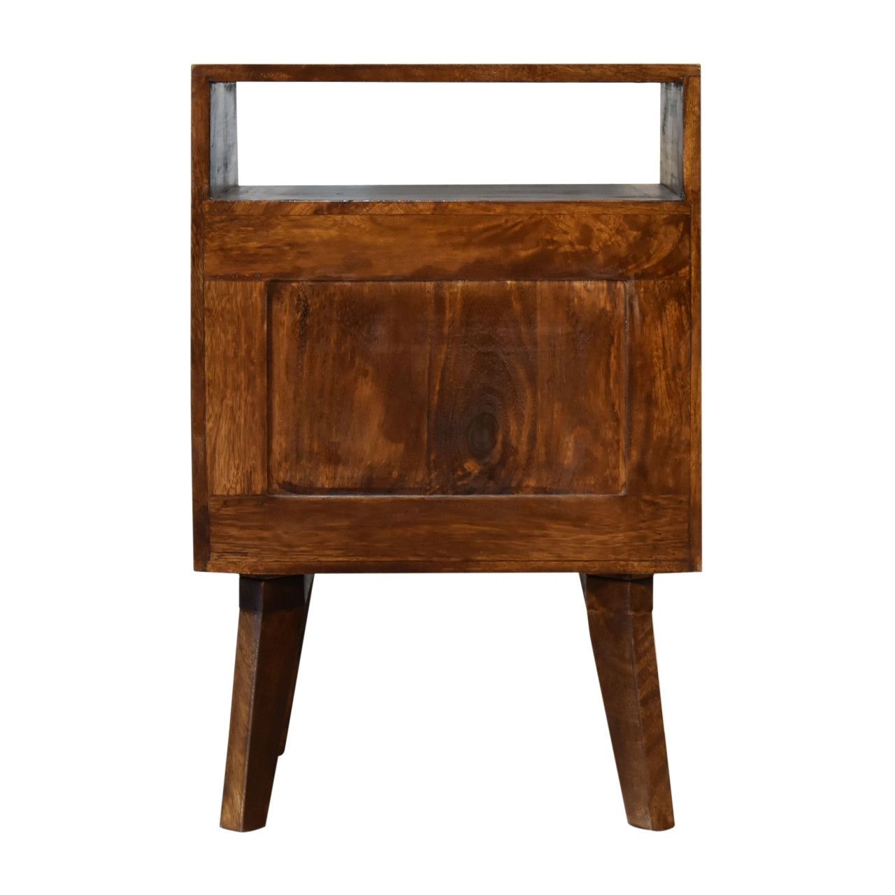 Handmade Solid Wood Bedside with Gold Door with Storage and Open Shelf
