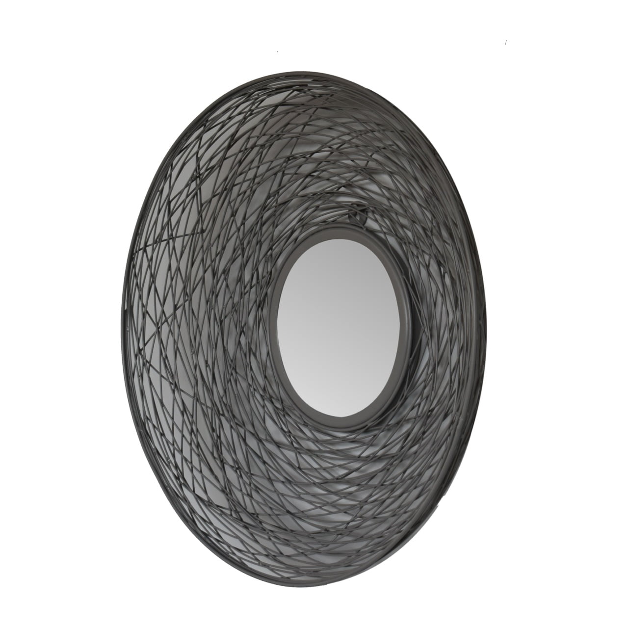 French Grey Round Nested Mirror - Handmade