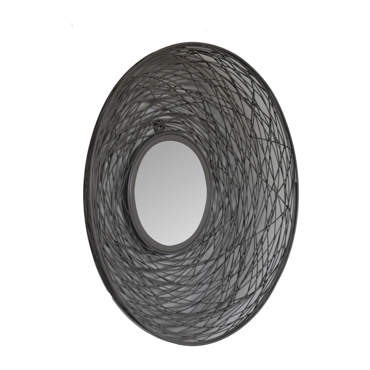 French Grey Round Nested Mirror - Handmade