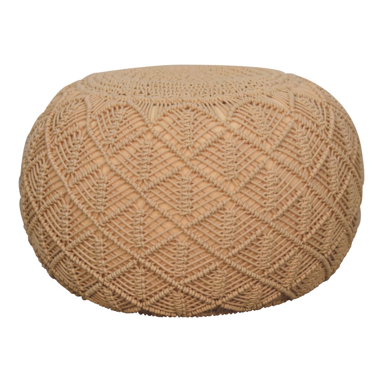 Beige Pouffe - Round Decorative Floor Cushion