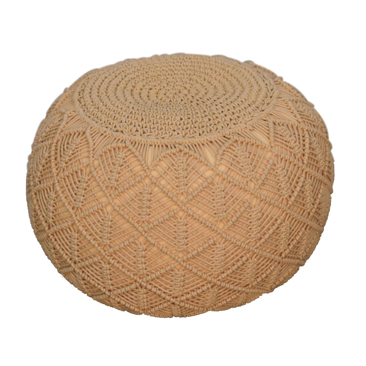 Beige Pouffe - Round Decorative Floor Cushion