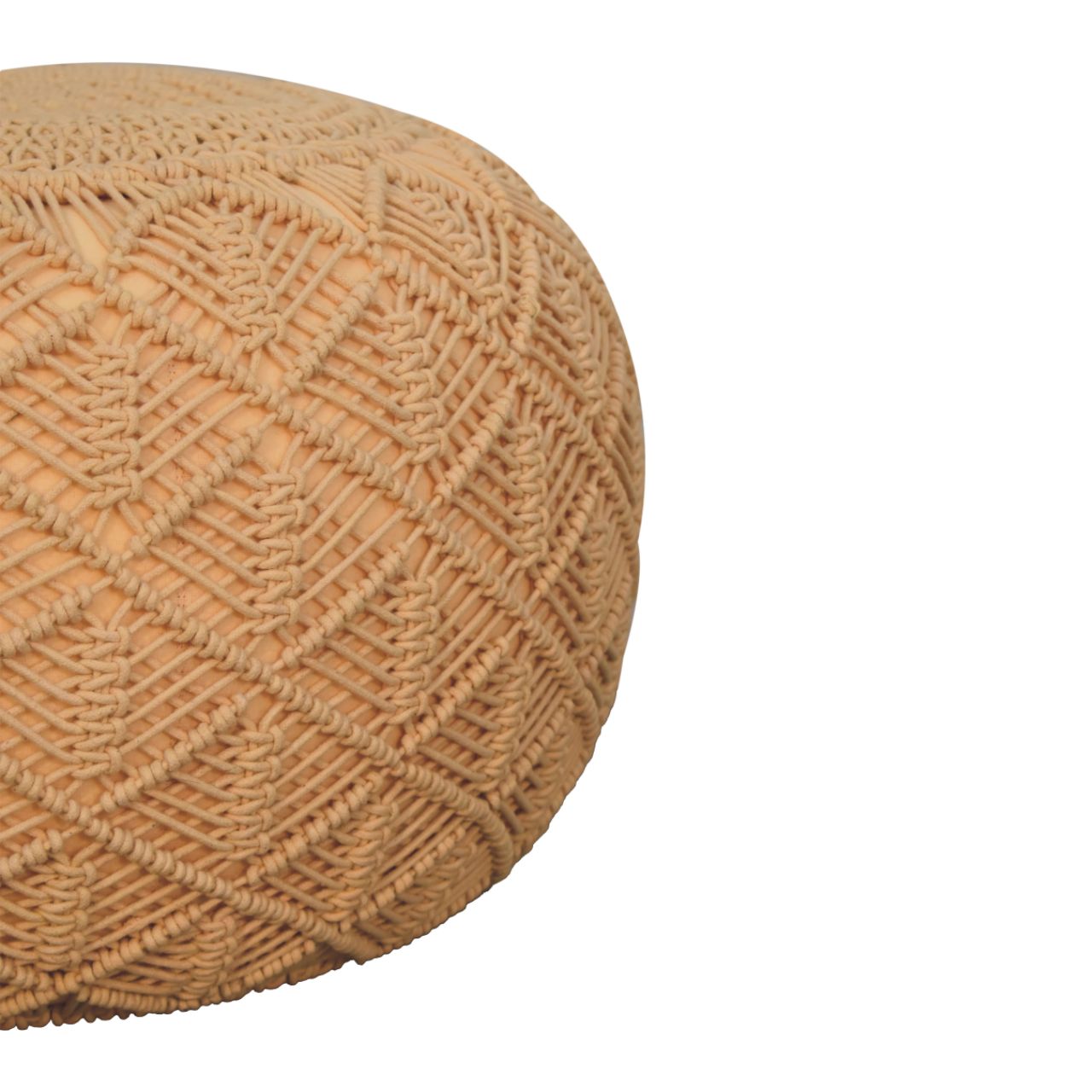 Beige Pouffe - Round Decorative Floor Cushion