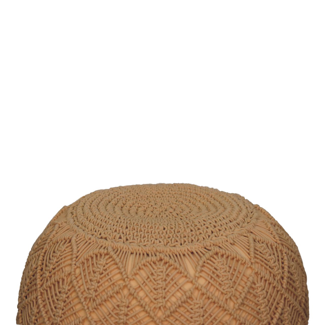 Beige Pouffe - Round Decorative Floor Cushion