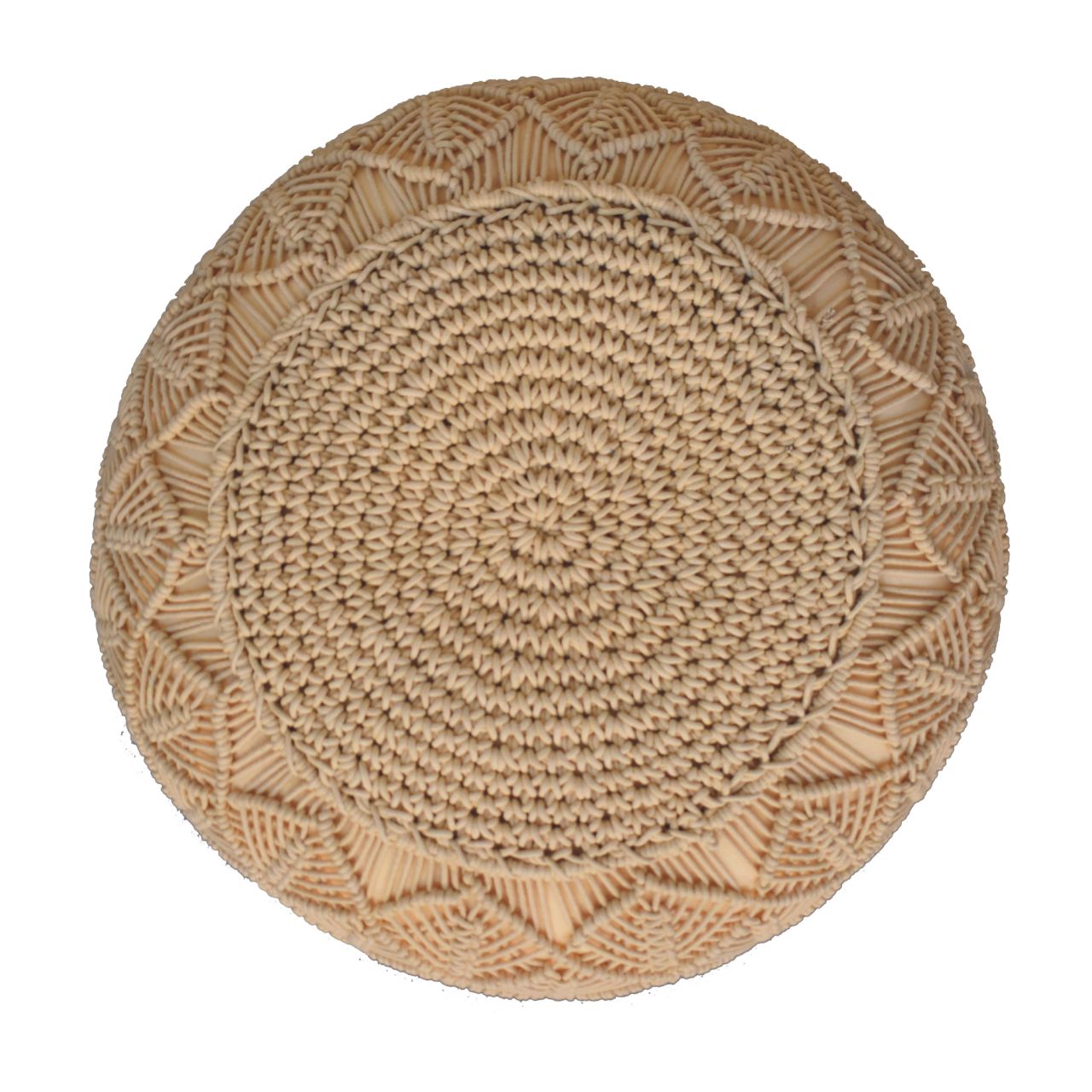 Beige Pouffe - Round Decorative Floor Cushion