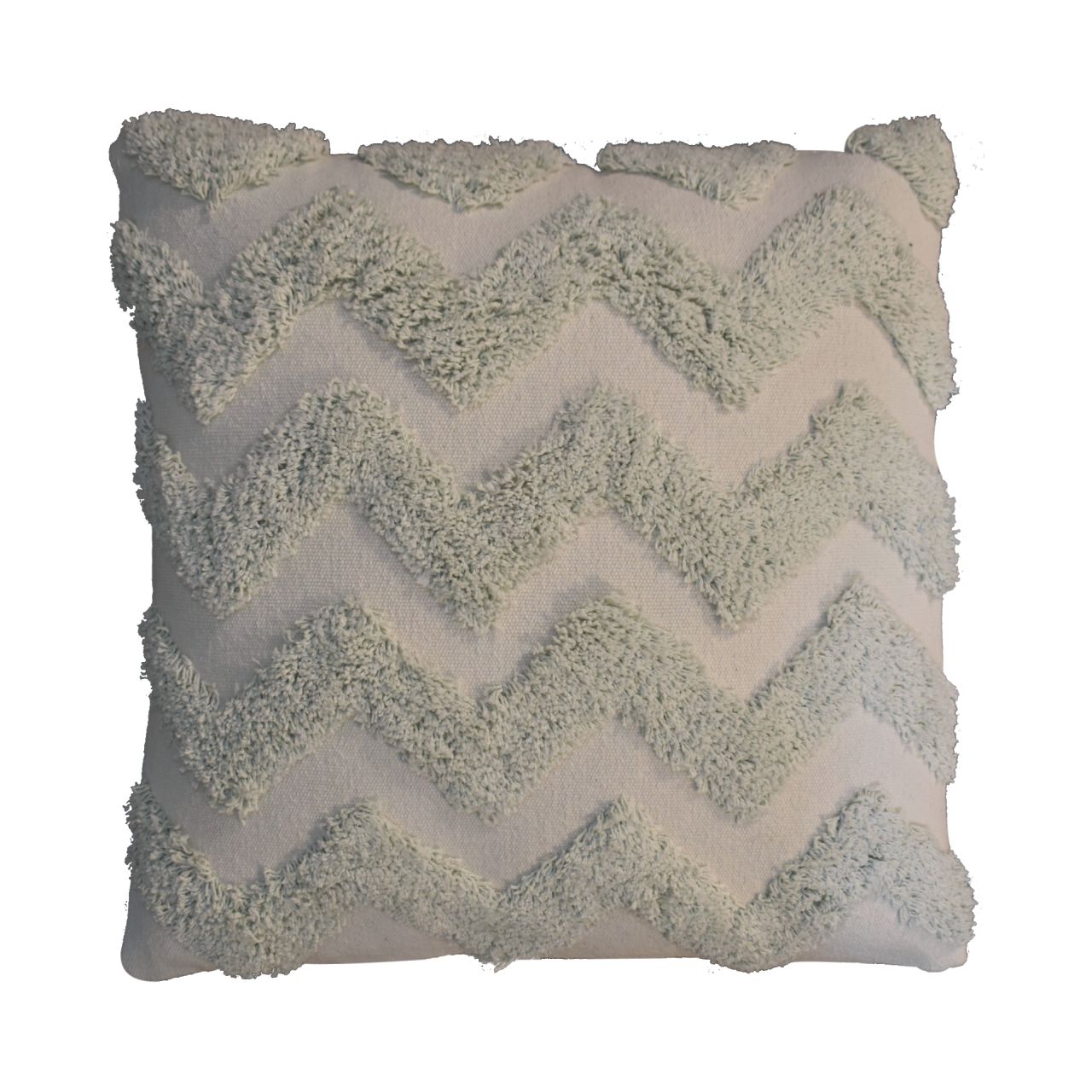 Set of 2 Sage Green Zig-Zag Cushions – Decorative Throw Pillows