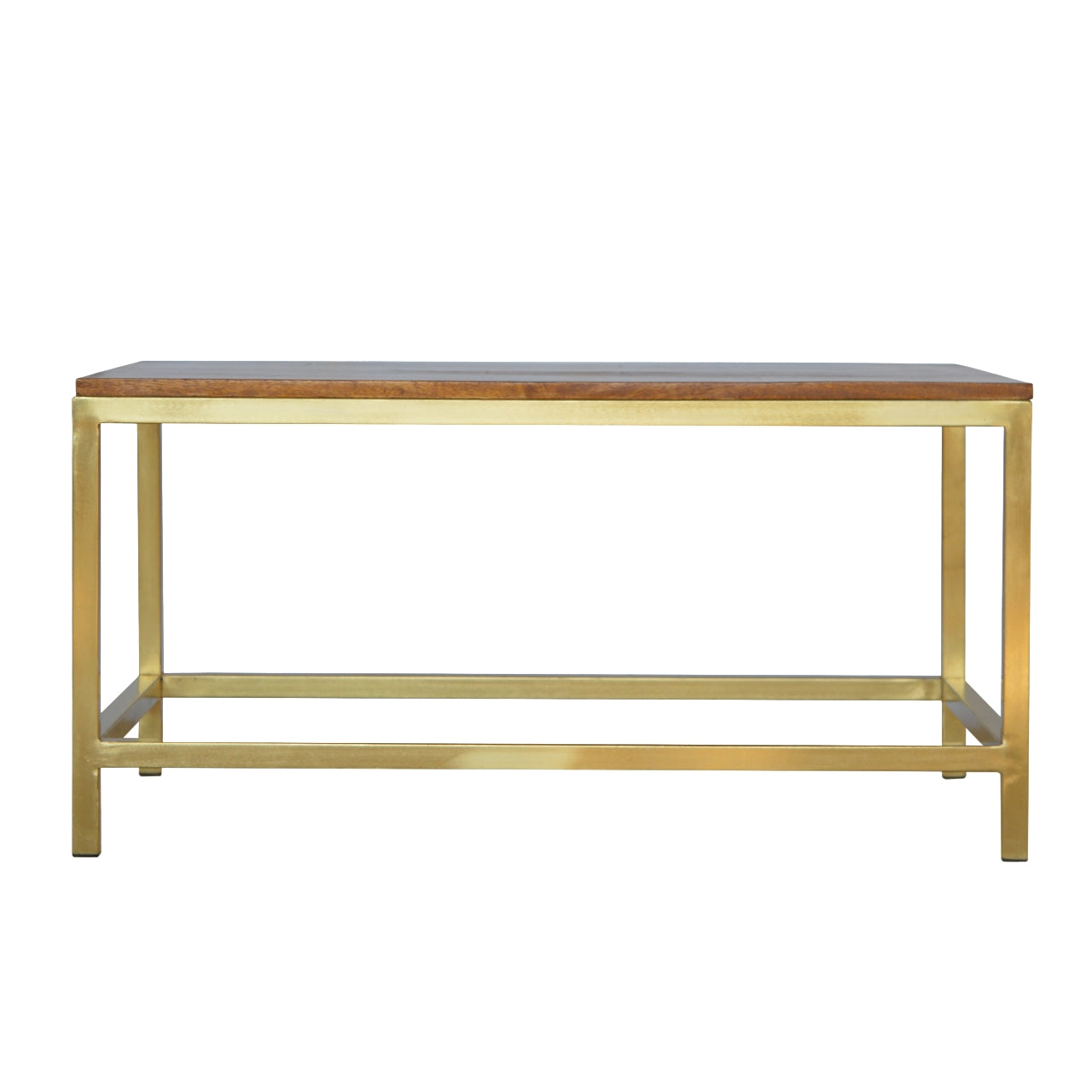 Rectangle Gold Coffee Table, Handmade Solid Wood Table Top