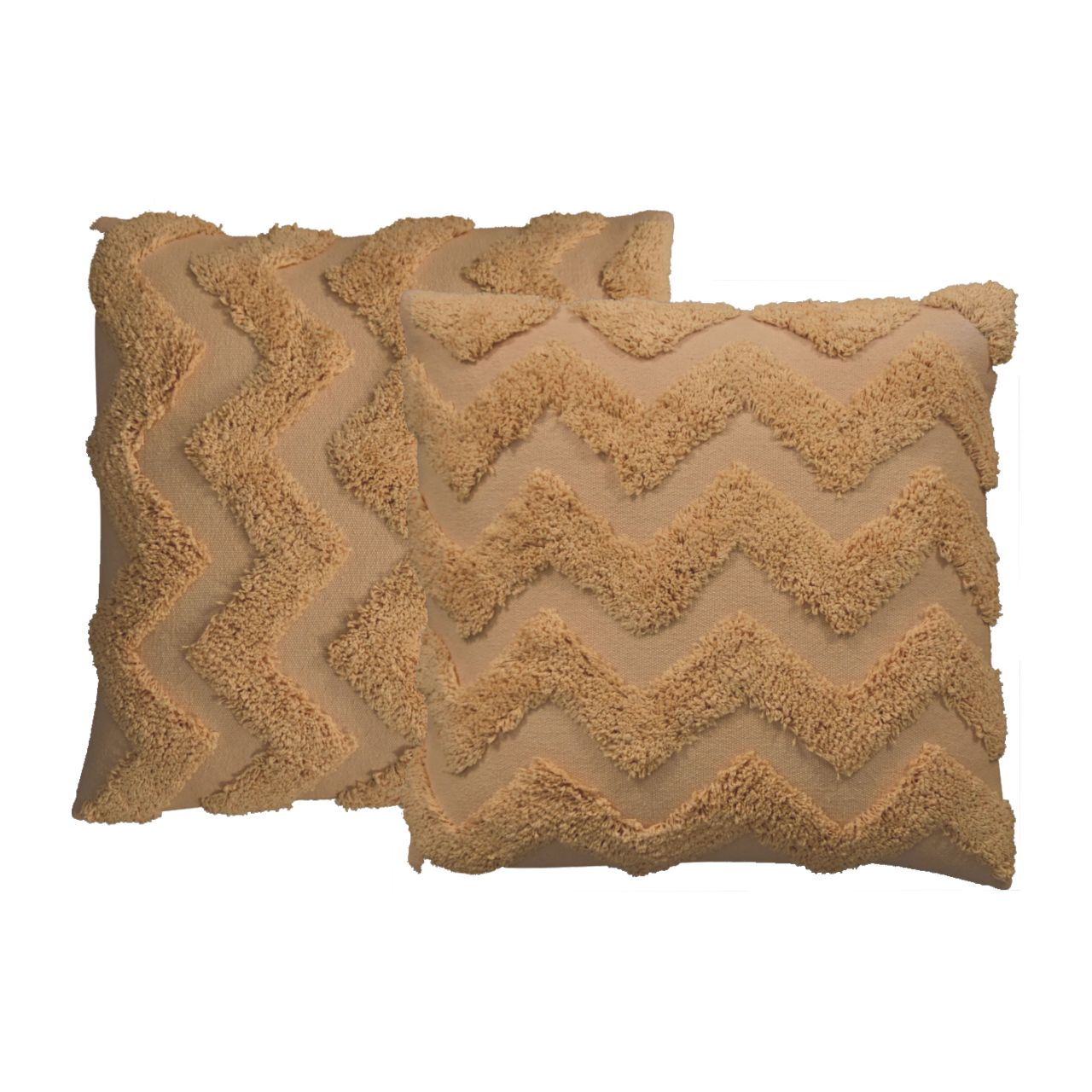 Set of 2 Mustard Zig-Zag Cushions – Decorative Throw Pillows