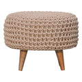 Handmade Keeva Beige Oblong Footstool – Upholstered Ottoman for Living Room