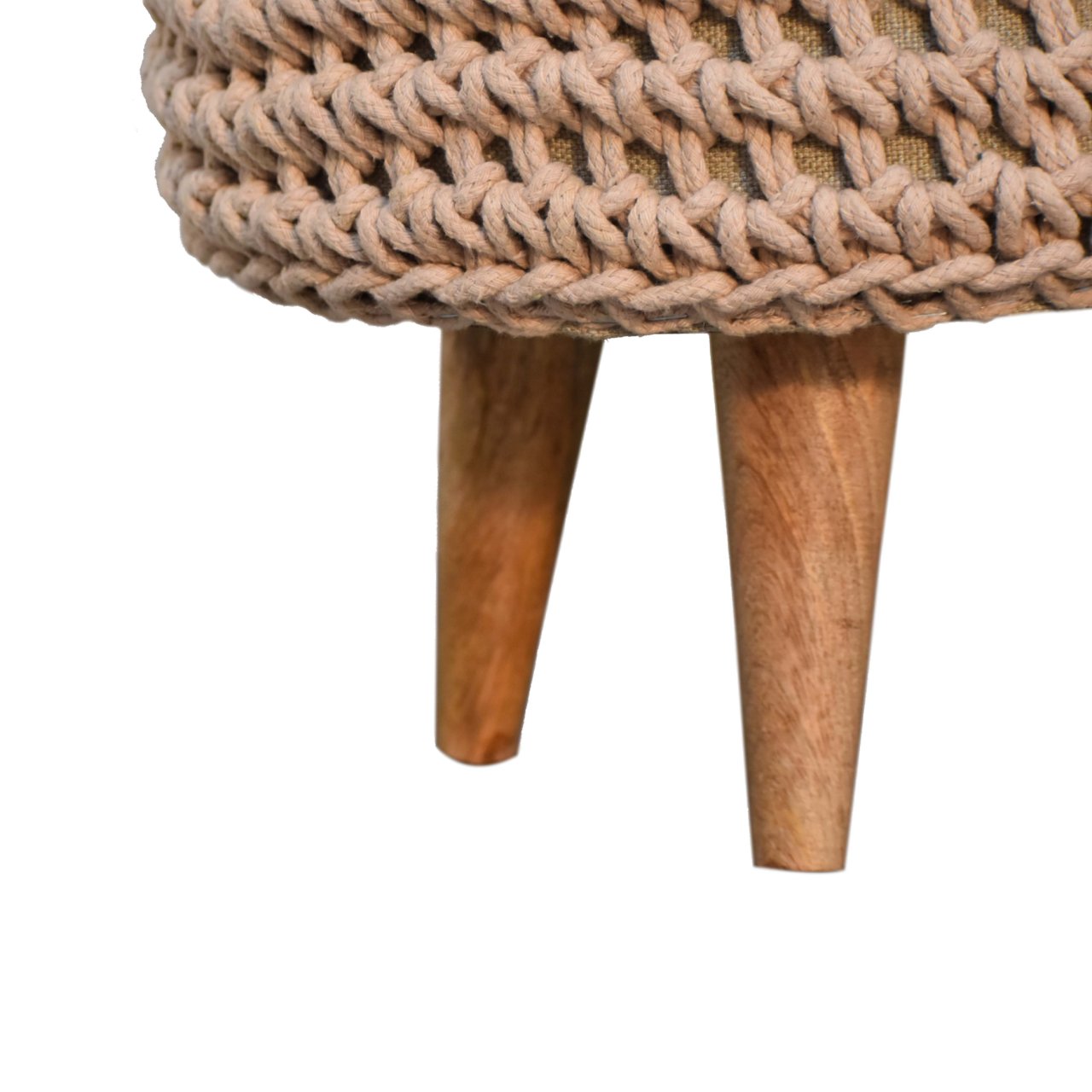 Handmade Keeva Beige Oblong Footstool – Upholstered Ottoman for Living Room