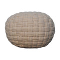 White Tube Pouffe - Handmade Cylindrical Upholstered Ottoman Footstool