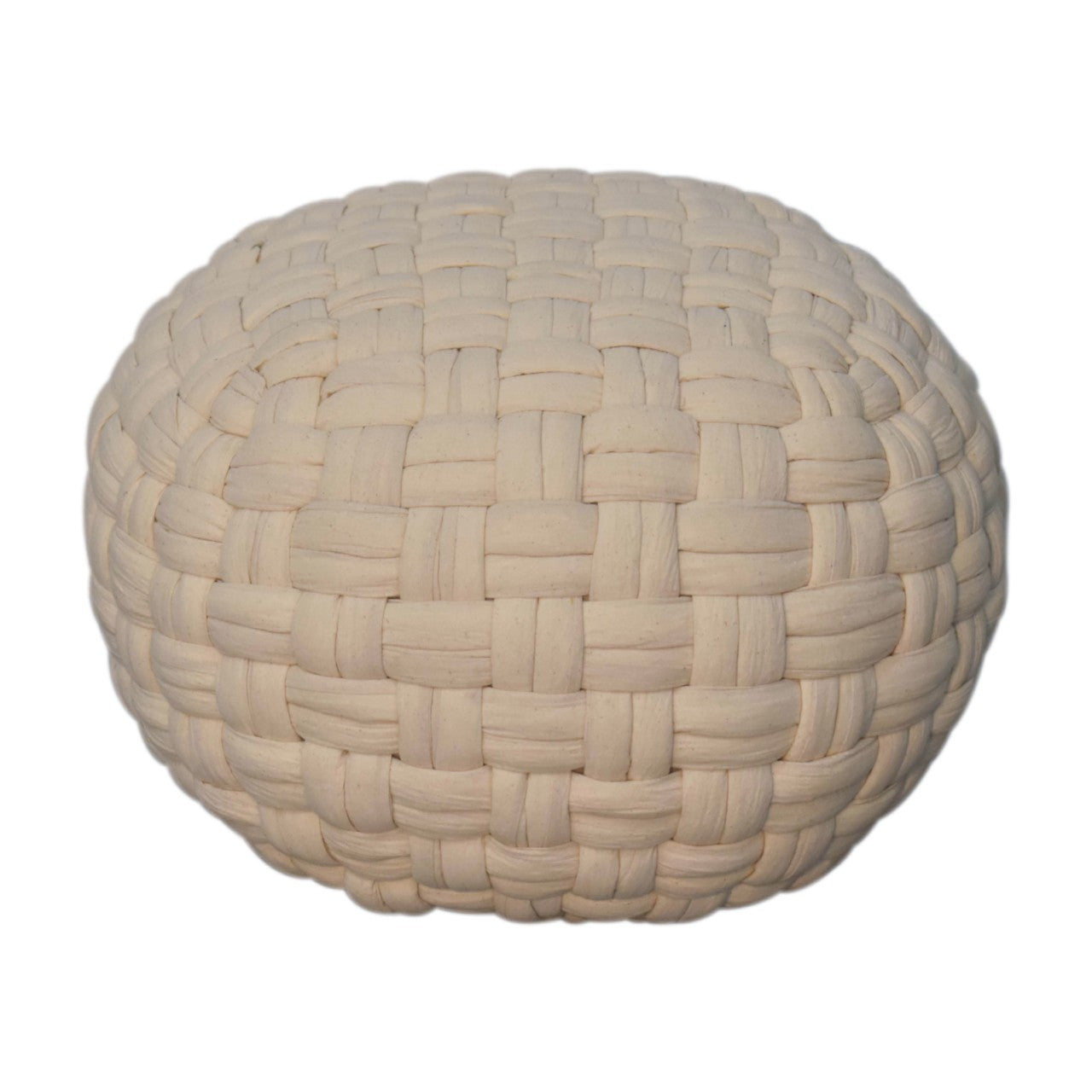 White Tube Pouffe - Handmade Cylindrical Upholstered Ottoman Footstool