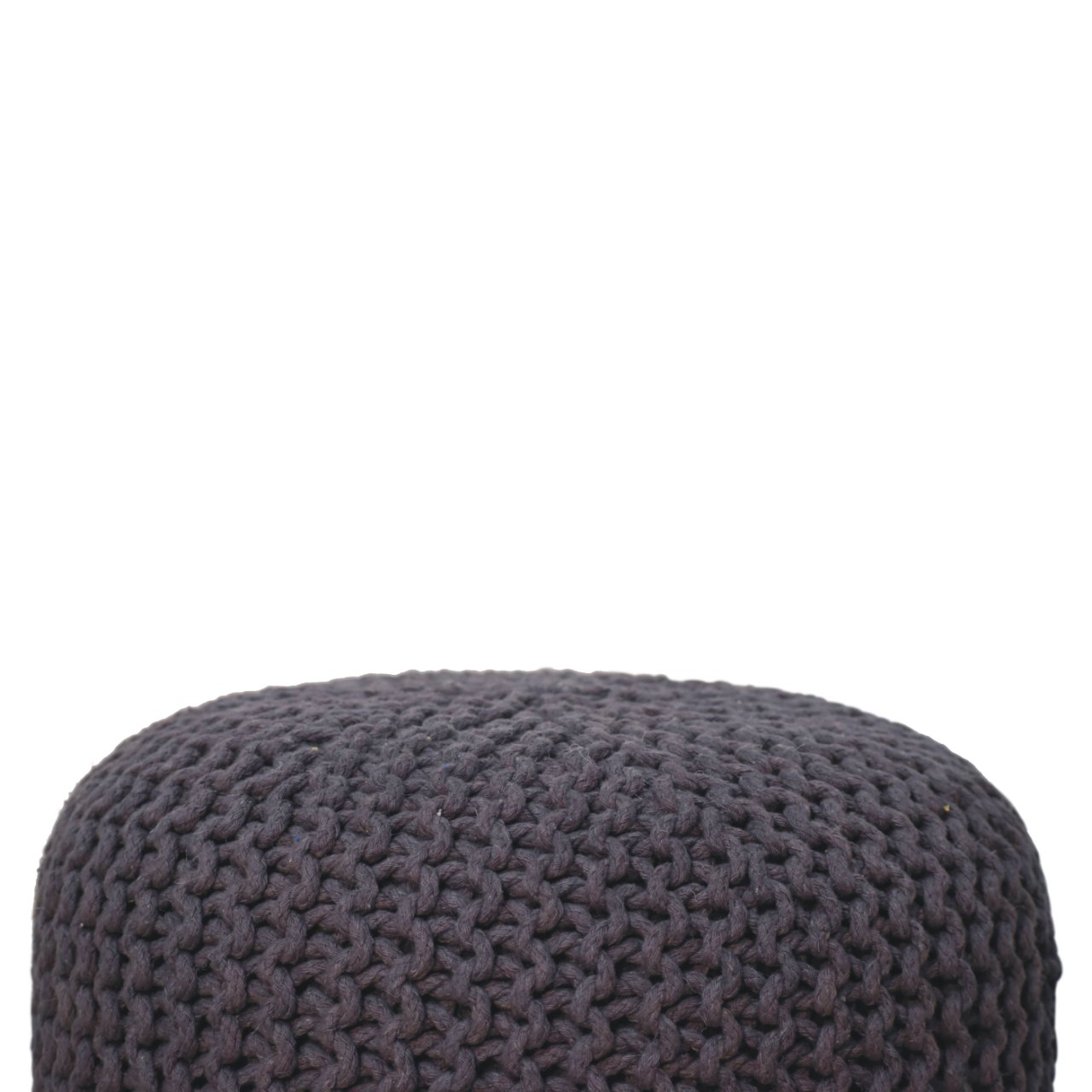 Keeva Grey Round Footstool – Handmade Upholstered Ottoman with Wooden Legs