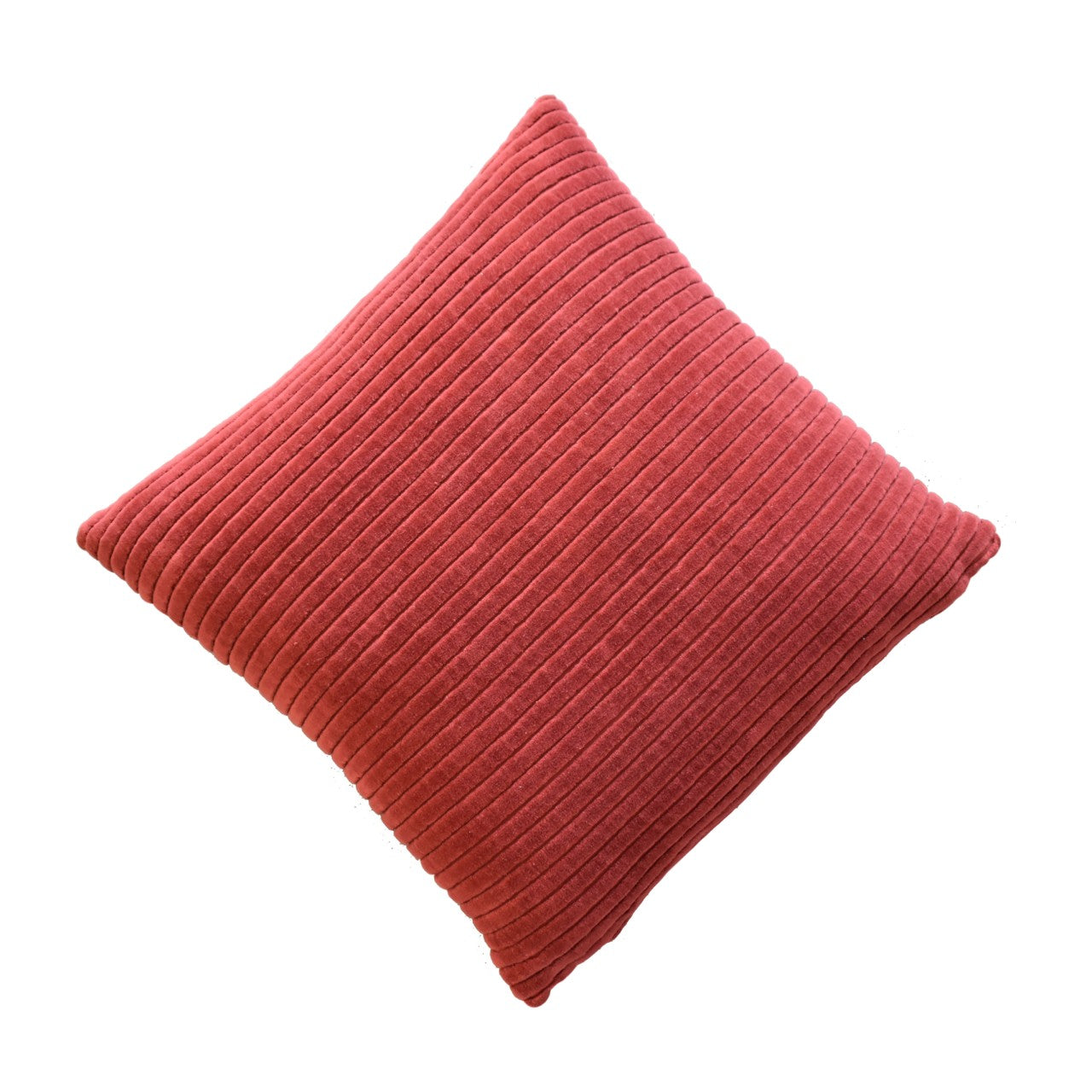 Set of 2 Ribbed Red Cushions - Decorative Throw Pillows
