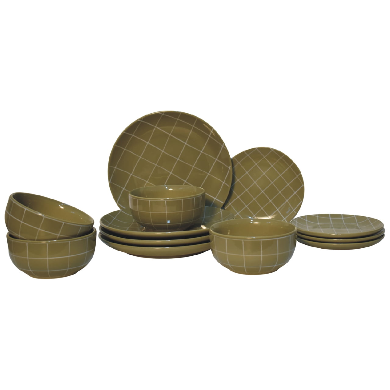 Contemporary Handmade Ceramic Dinner Set - 12 pieces (DInner Plates, Salad Plates, Bowls)