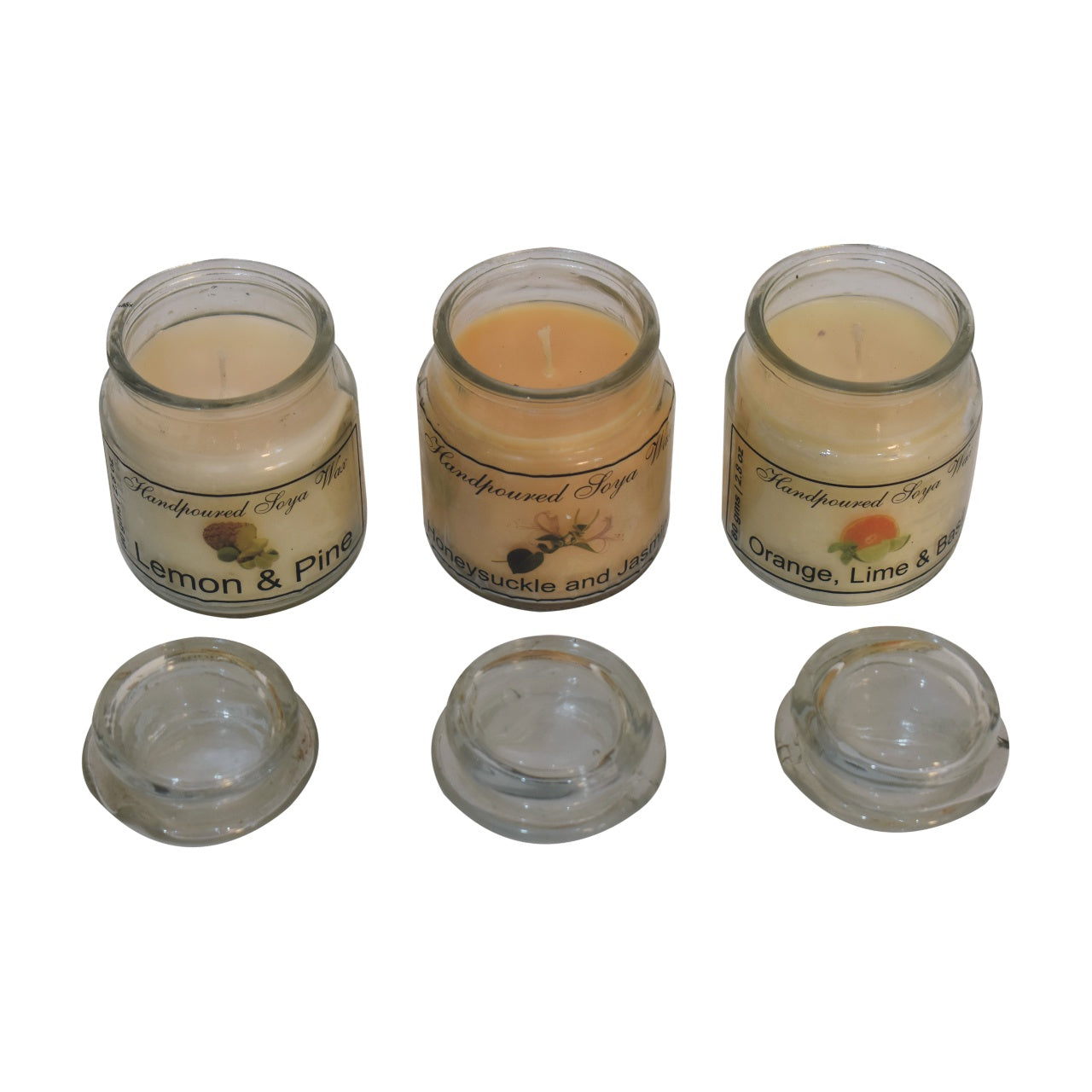 Hourglass Candle Set of 3 - Lemon & Pine, Honeysuckle & Jasmine and Orange, Lime & Basil