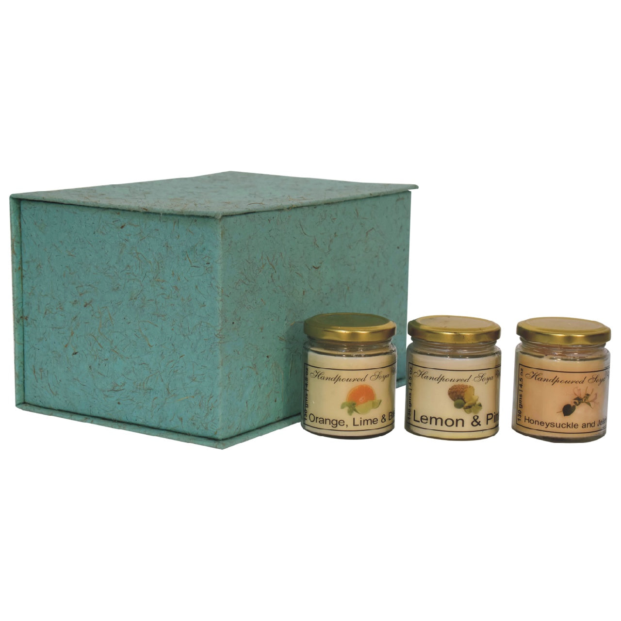 Candle Gift Set of 3 - Orange, Lime & Basil, Lemon & Pine, Honeysuckle & Jasmine