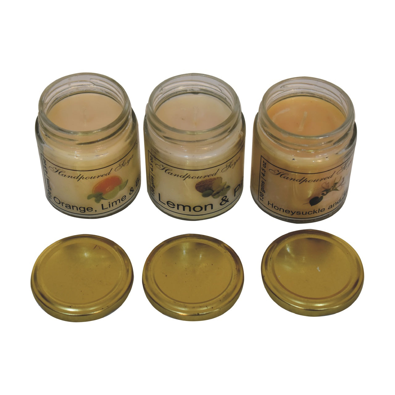 Candle Gift Set of 3 - Orange, Lime & Basil, Lemon & Pine, Honeysuckle & Jasmine