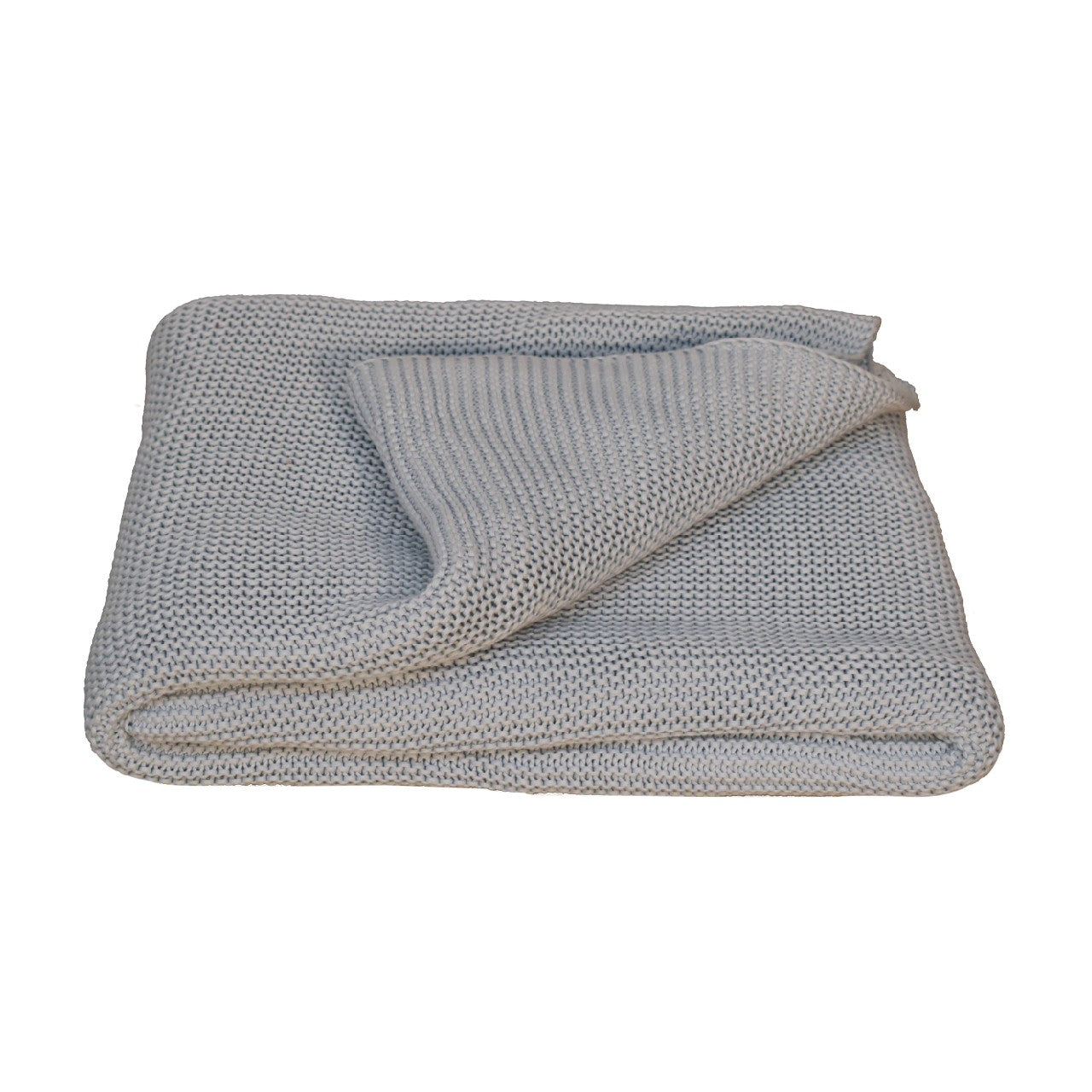 Double Blue Knit Throw – Soft Handmade Blanket for Sofa or Bed