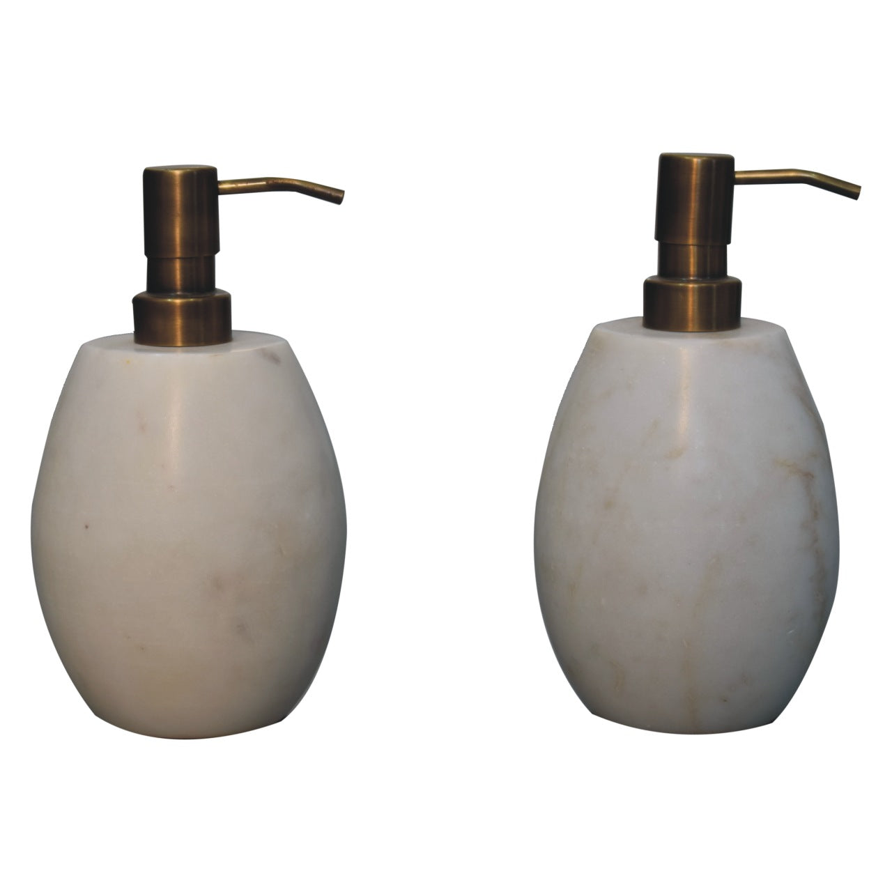 Set of 2 White Marble Soap Dispensers - Bathroom Counter Pump Bottles