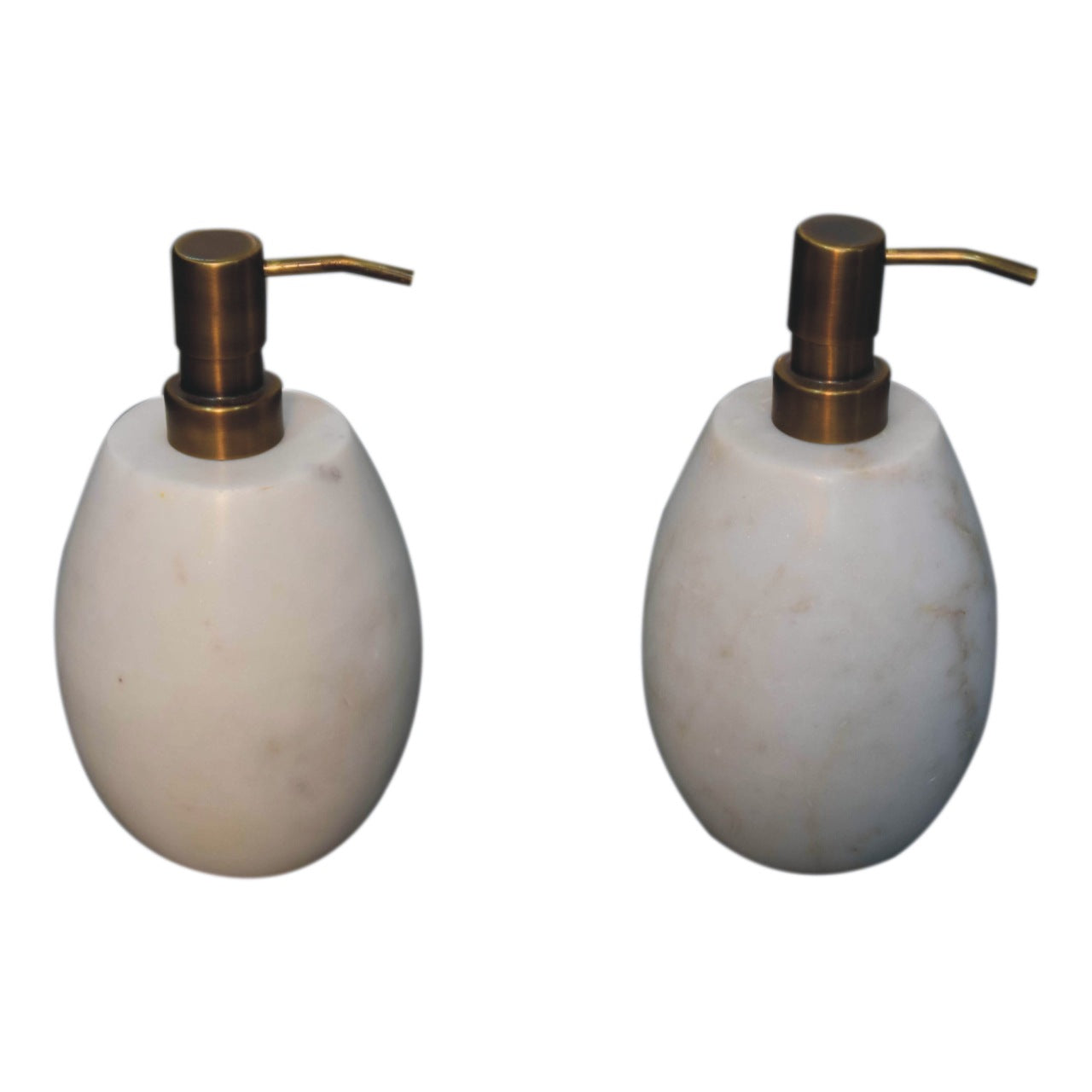 Set of 2 White Marble Soap Dispensers - Bathroom Counter Pump Bottles