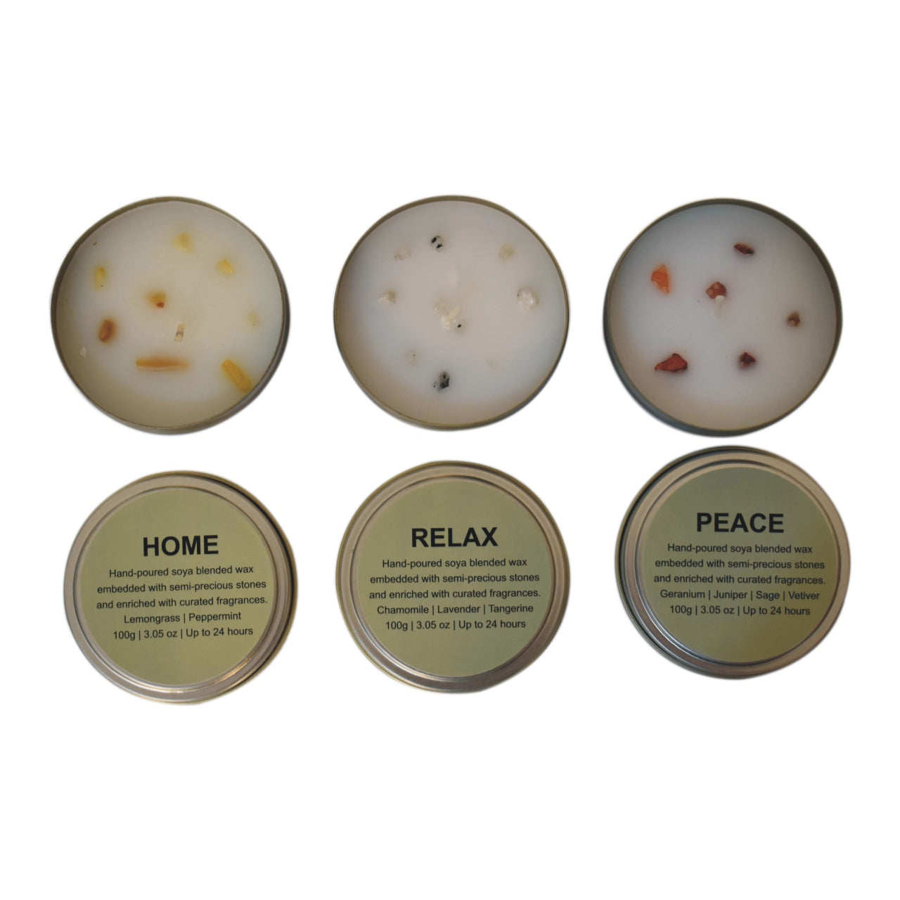 Candle Set (Home Peace Relax) - Lemongrass & Peppermint Essential Candle