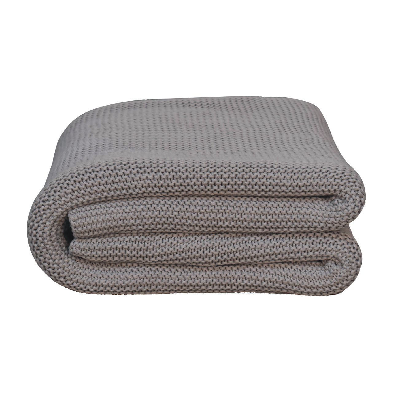 Double Grey Knitted Throw – Soft Handmade Blanket for Sofa or Bed