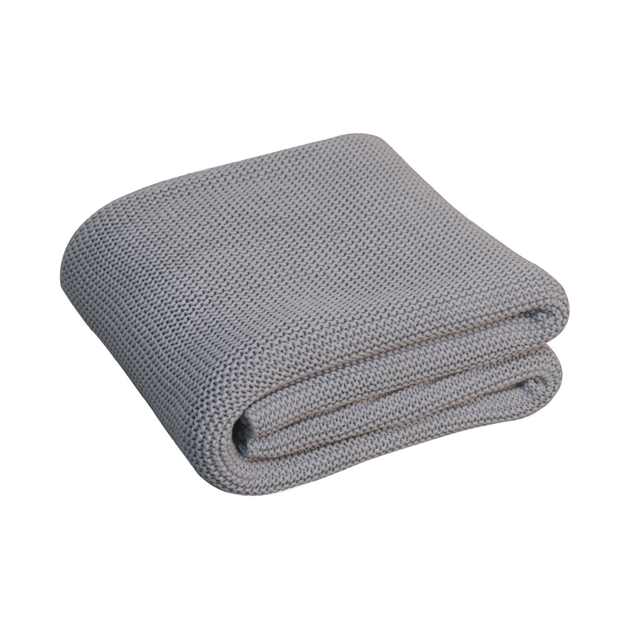 Double Grey Knitted Throw – Soft Handmade Blanket for Sofa or Bed