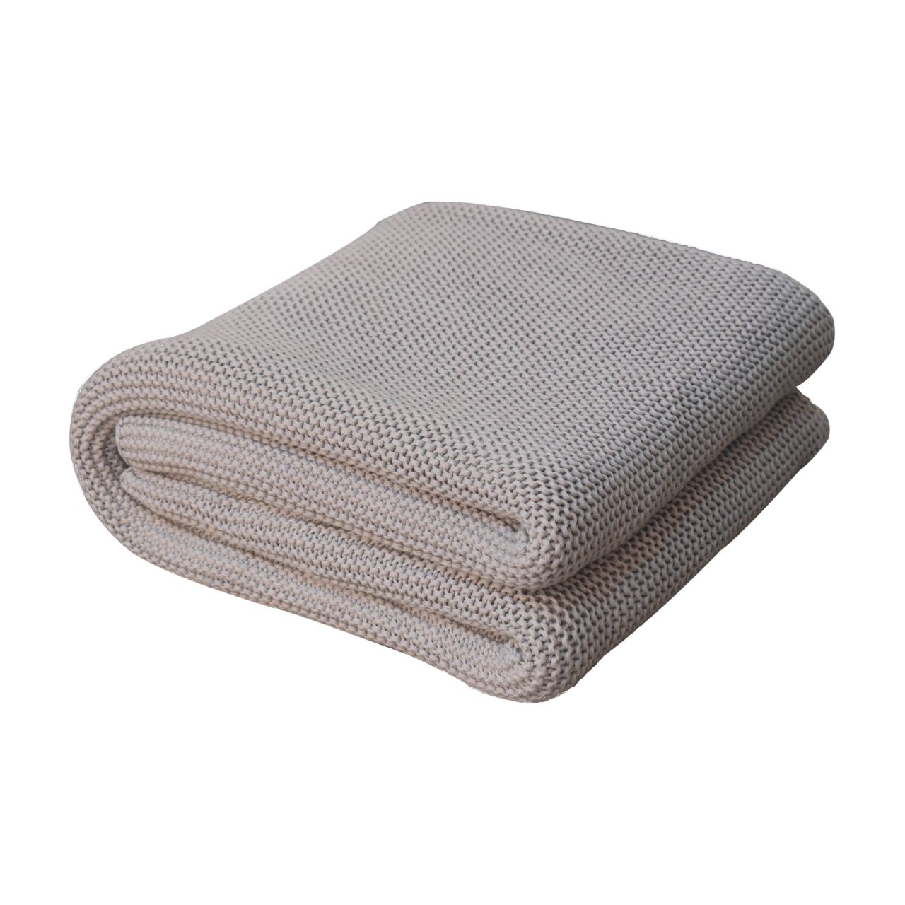 Double Grey Knitted Throw – Soft Handmade Blanket for Sofa or Bed