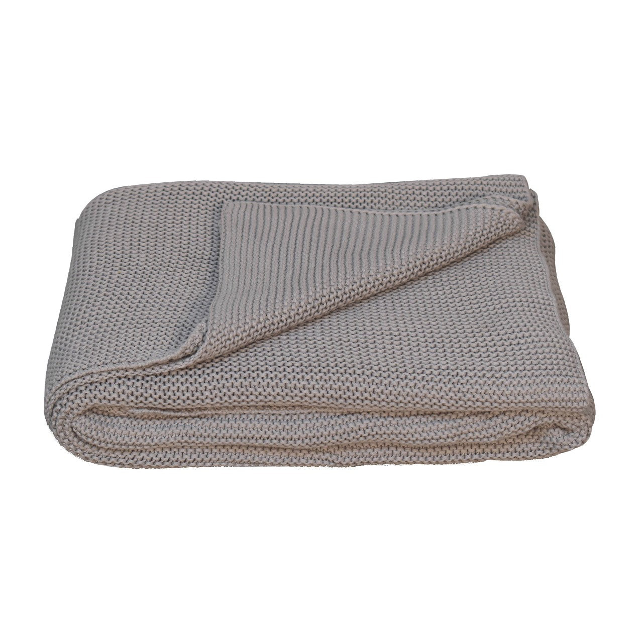 Double Grey Knitted Throw – Soft Handmade Blanket for Sofa or Bed