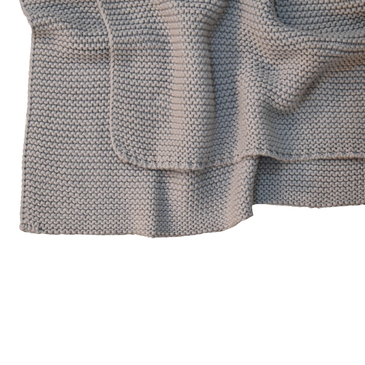 Double Grey Knitted Throw – Soft Handmade Blanket for Sofa or Bed