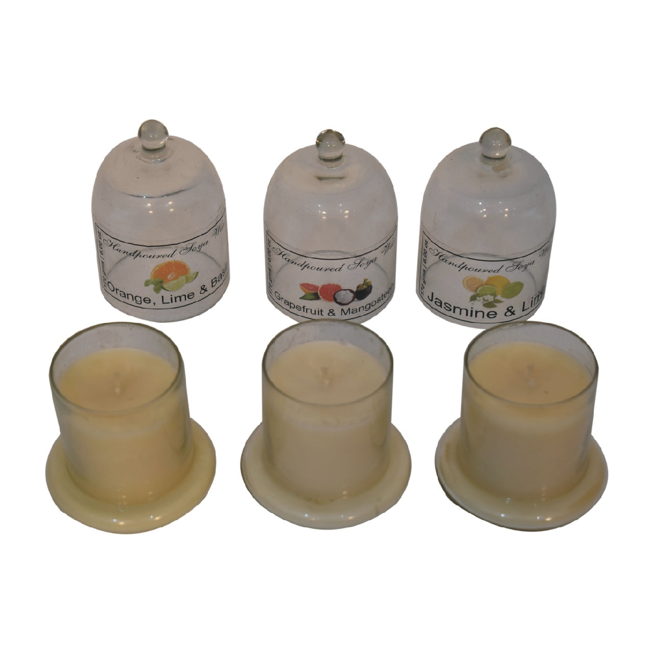 Bell Jar Candle Set of 3 - Orange, Lime & Basil, Grapefruit & Mangosteen, Jasmine & Lime