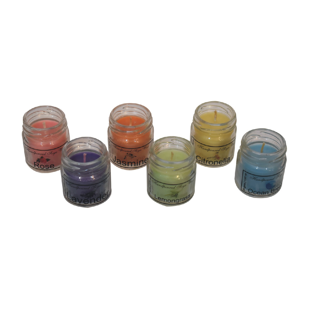 Mini Candle Set of 6 - Lemongrass, Lavender, Rose, Citronella, Jasmine and Summer Tides