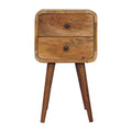 Handmade Solid Wood Bedside Table – 2 Drawers with Nordic Legs Nightstand in Oak Finish