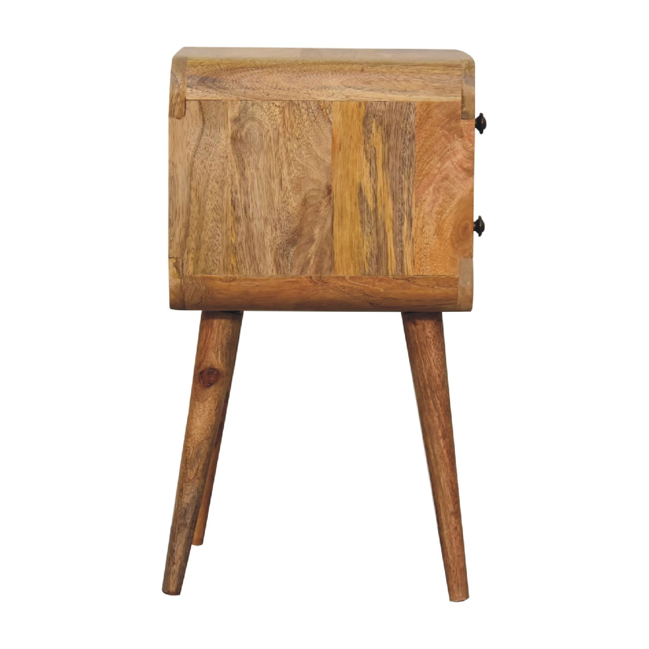 Handmade Solid Wood Bedside Table – 2 Drawers with Nordic Legs Nightstand in Oak Finish
