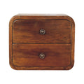 Handmade Solid Wood Floating Bedside Table 2 Drawer - Chestnut Nightstand