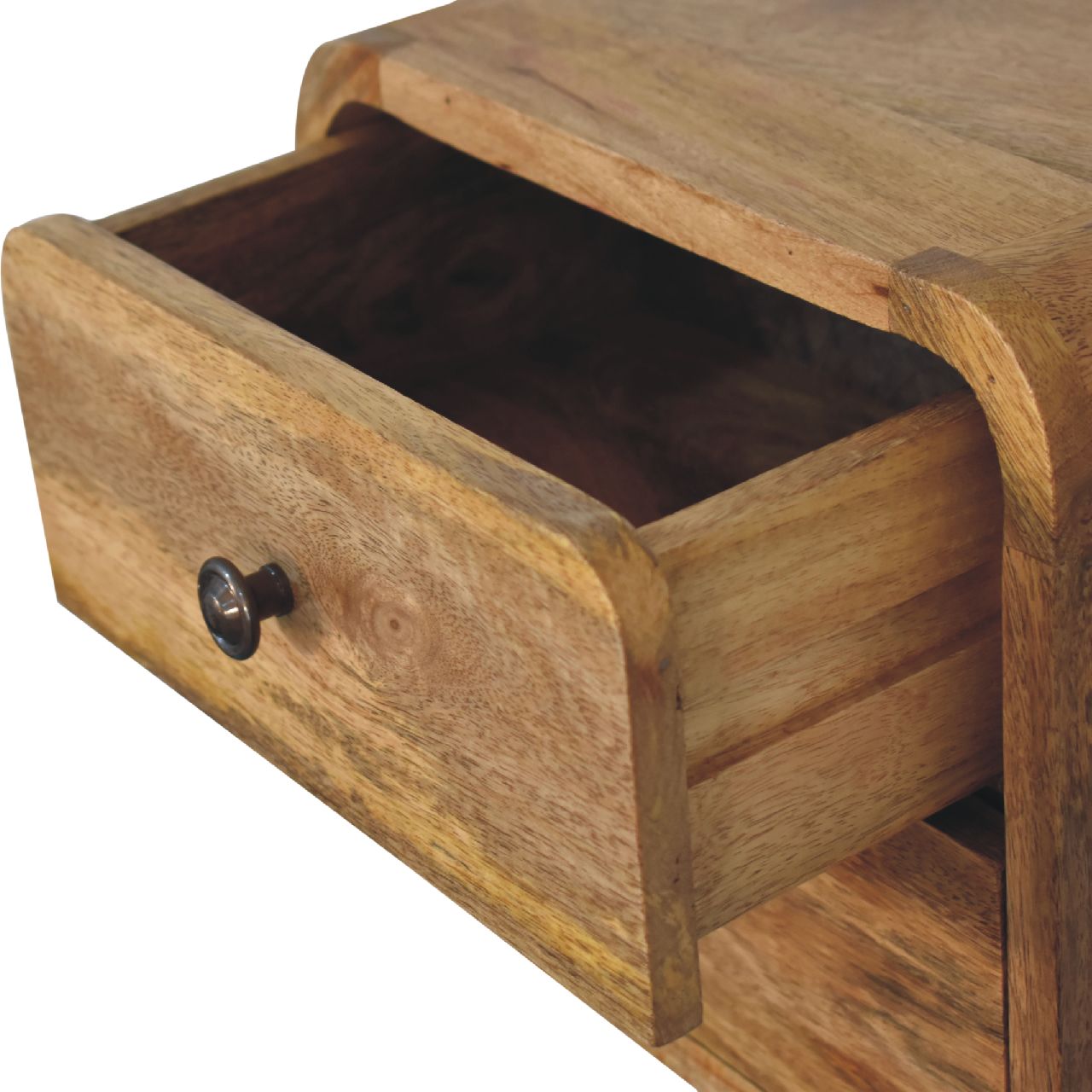 Handmade Solid Wood Floating Bedside Table 2 Drawer - Oak Nightstand