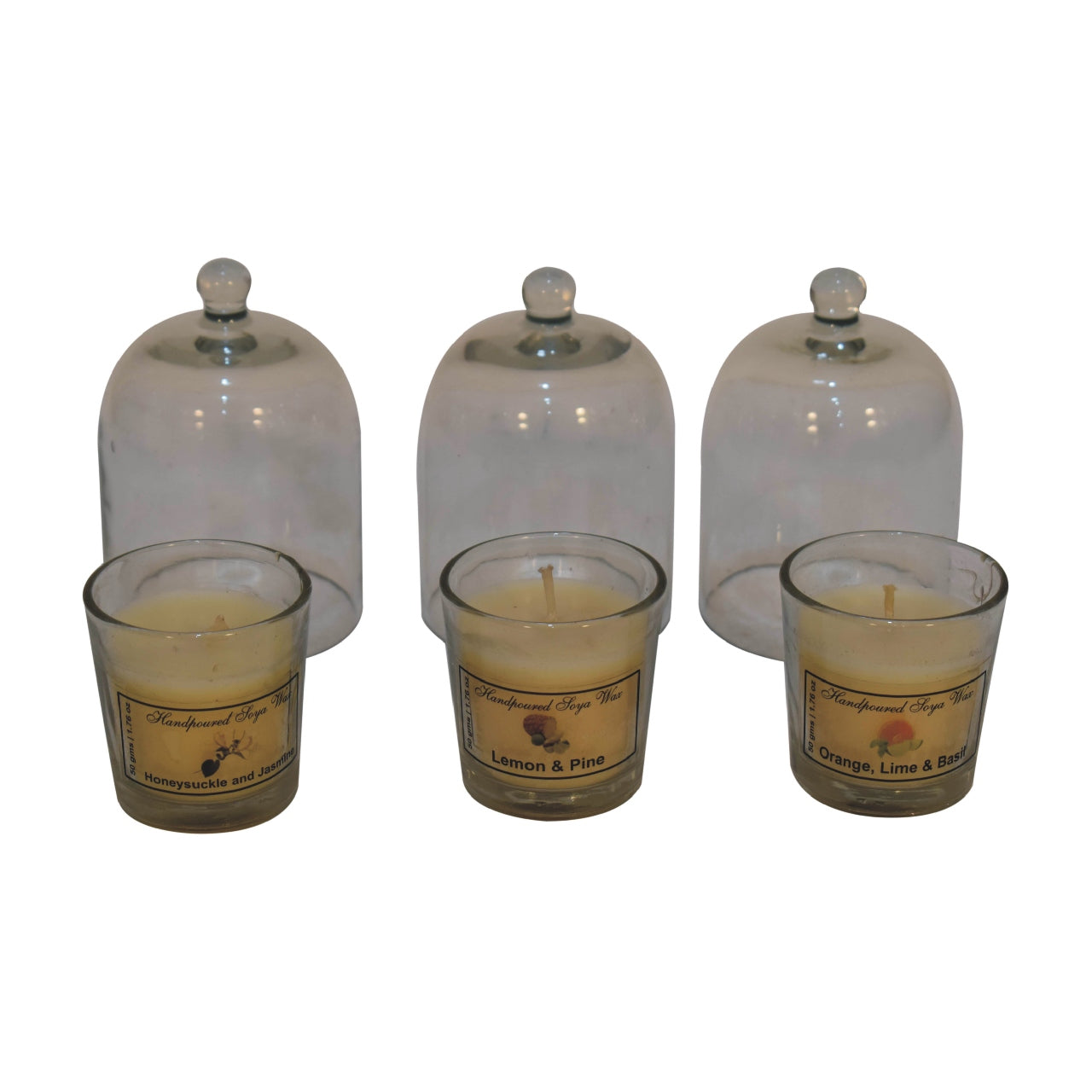 Round Cande Set of 3 - Lemon & Pine, Honeysuckle & Jasmine and Orange, Lime & Basil