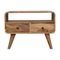 Handmade Solid Wood Curved 2-Drawer Media Unit with Shelf - Compact TV Stand